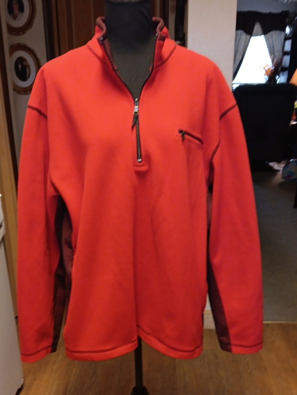 Emerge Red And Black Half-Zip Performance Fleece Pullover